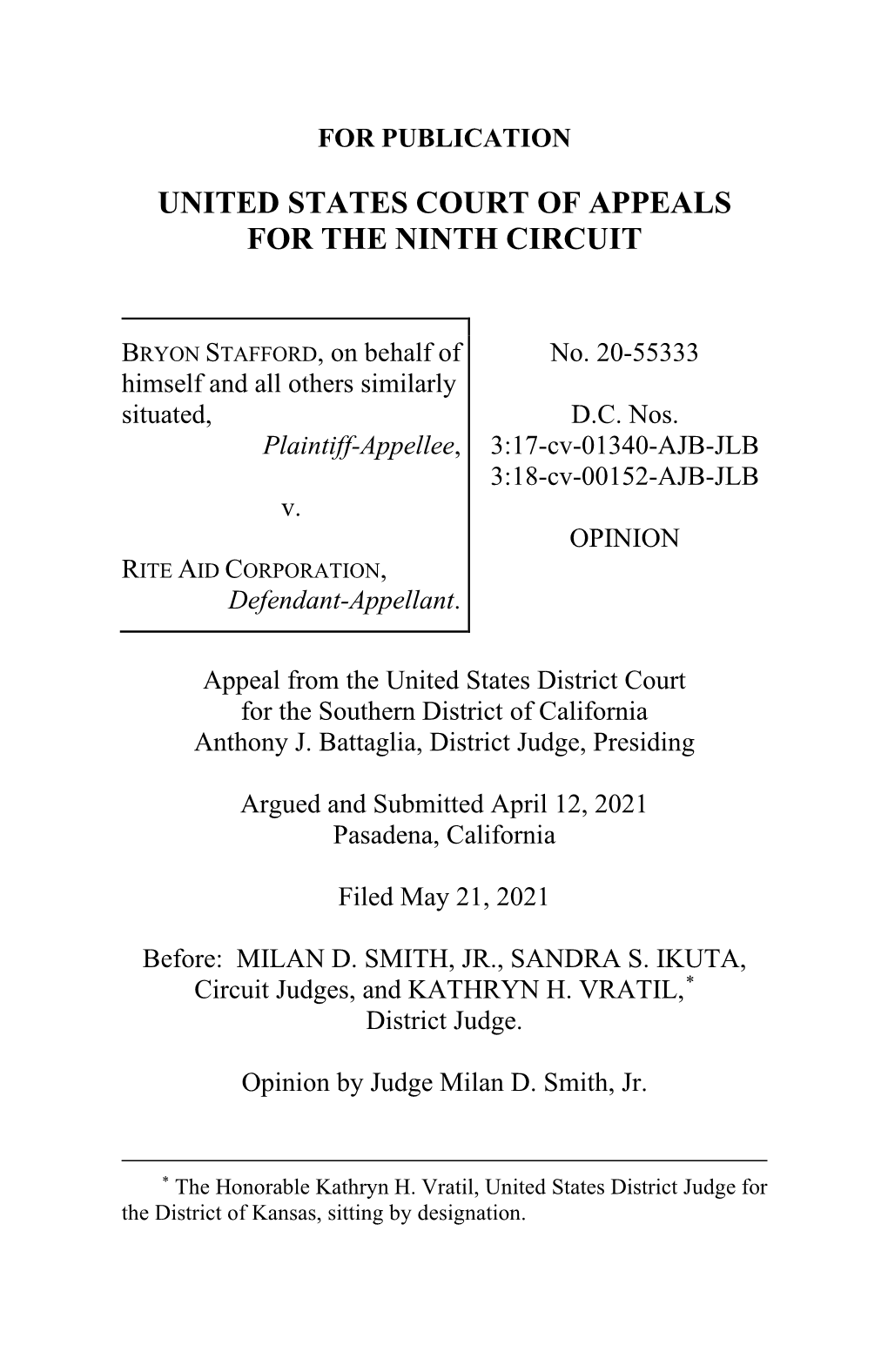 Stafford V. Rite Aid Corp