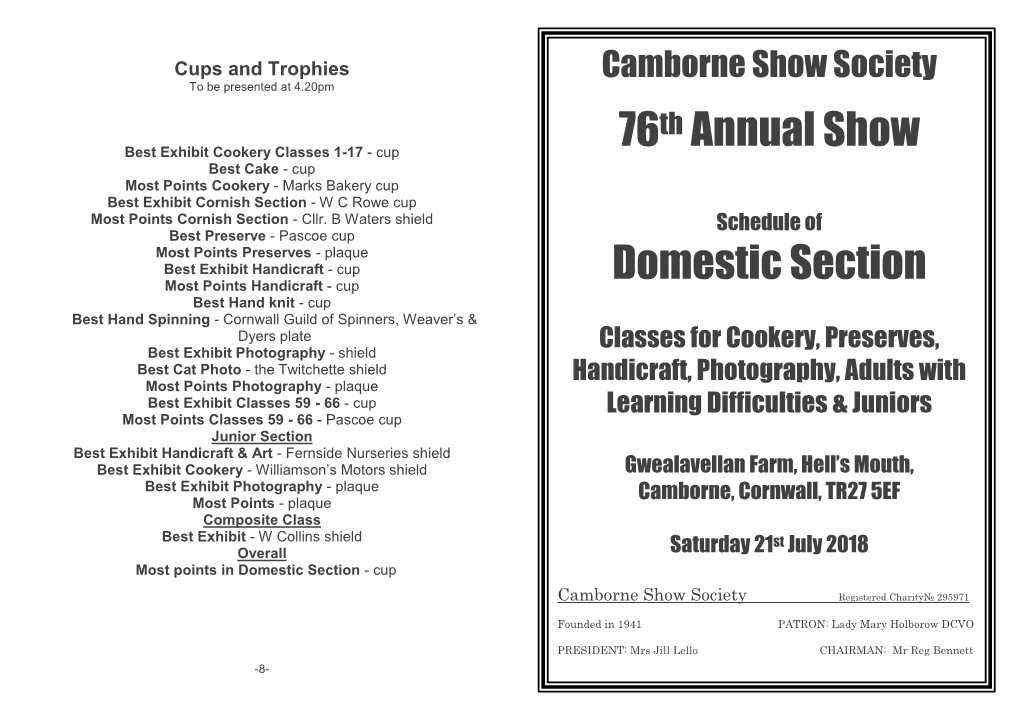 76Th Annual Show Domestic Section