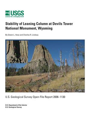 Stability of Leaning Column at Devils Tower National Monument, Wyoming