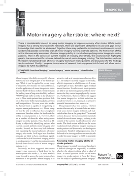 Motor Imagery After Stroke: Where Next?