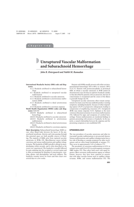 Unruptured Vascular Malformation and Subarachnoid Hemorrhage