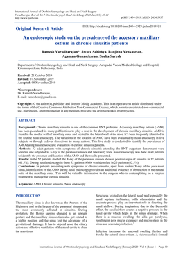 An Endoscopic Study on the Prevalence of the Accessory Maxillary Ostium in Chronic Sinusitis Patients