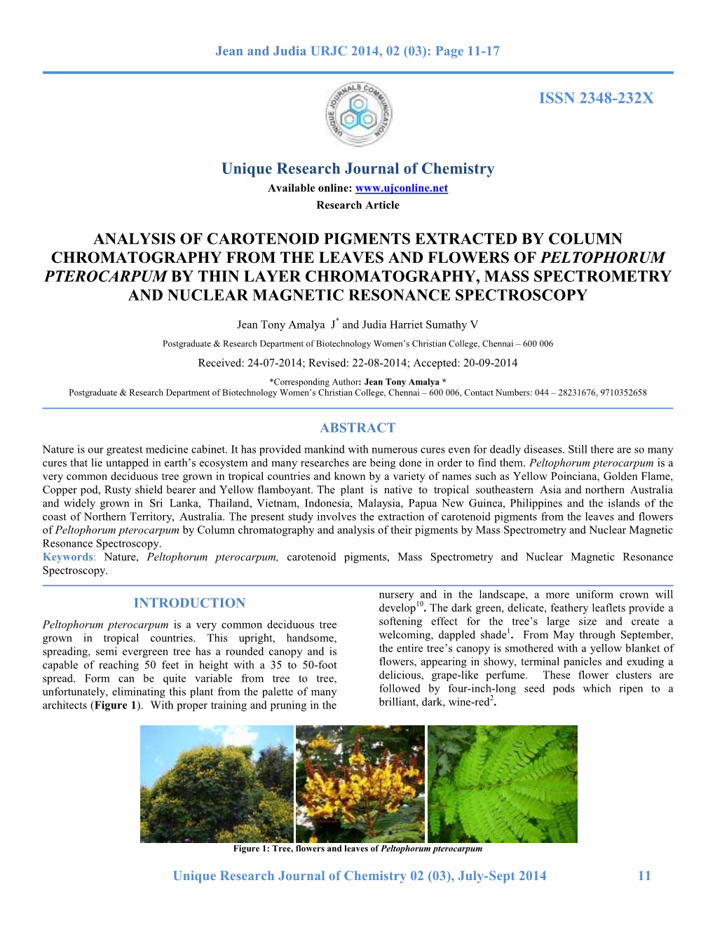 Analysis of Carotenoid Pigments Extracted by Column