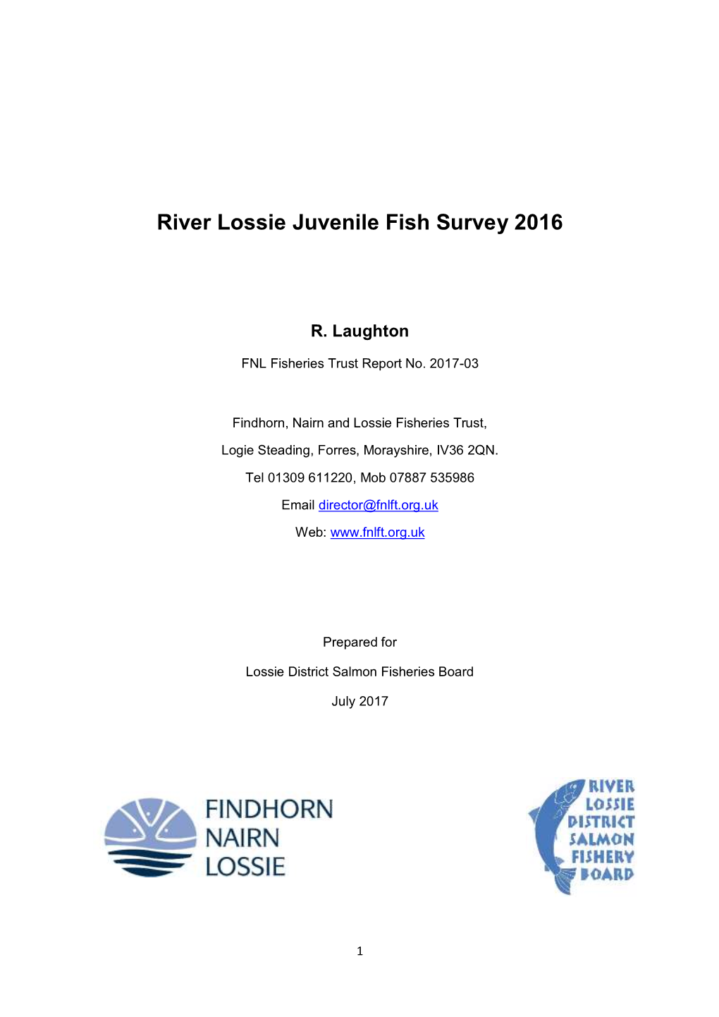 River Lossie Juvenile Fish Survey 2016