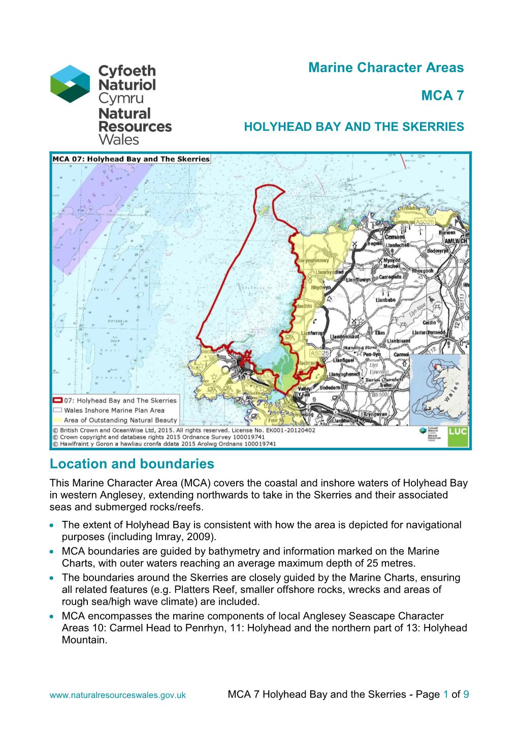 Marine Character Areas MCA 7 Location and Boundaries
