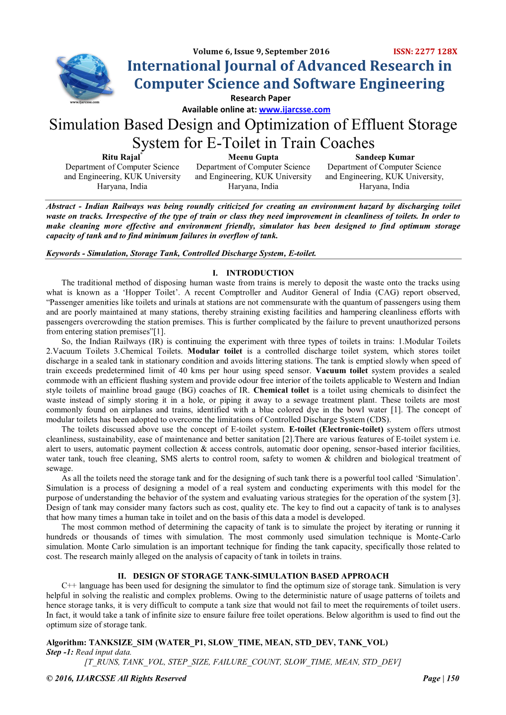 Simulation Based Design and Optimization of Effluent Storage