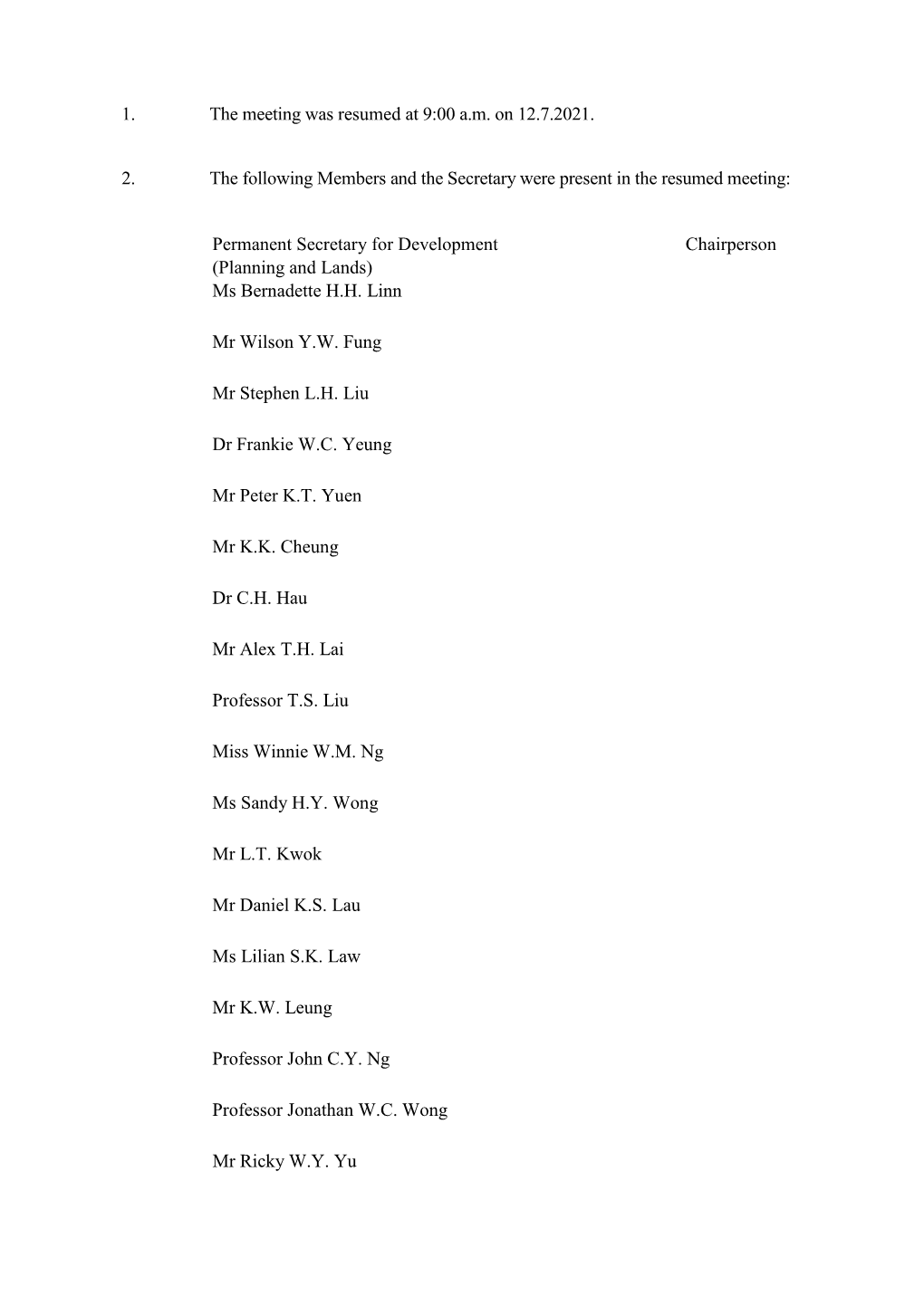 Minutes of 1249Th Meeting of the Town Planning Board Held on 12.7