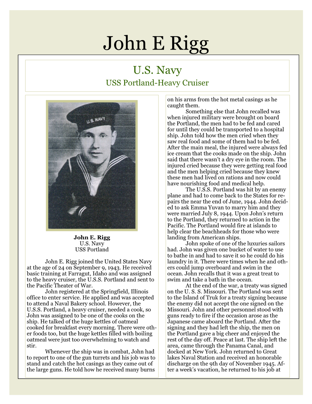 John E Rigg U.S