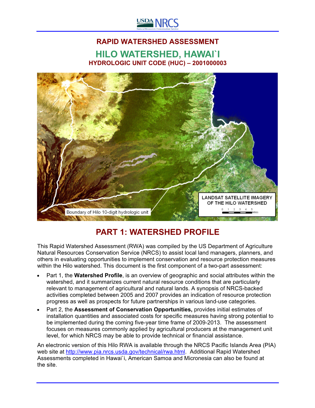 Hilo Watershed, Hawai`I Hydrologic Unit Code (Huc) – 2001000003