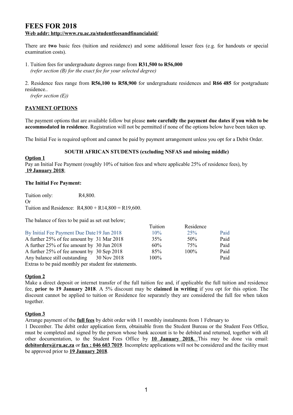 Fees and Charges