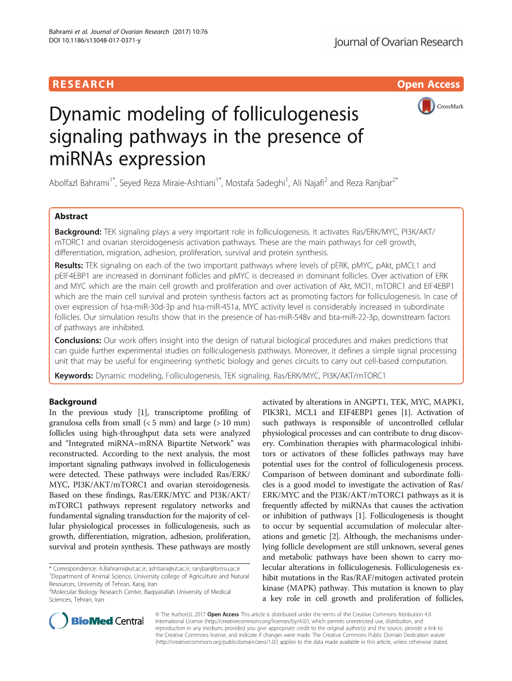 Dynamic Modeling of Folliculogenesis Signaling Pathways in the Presence