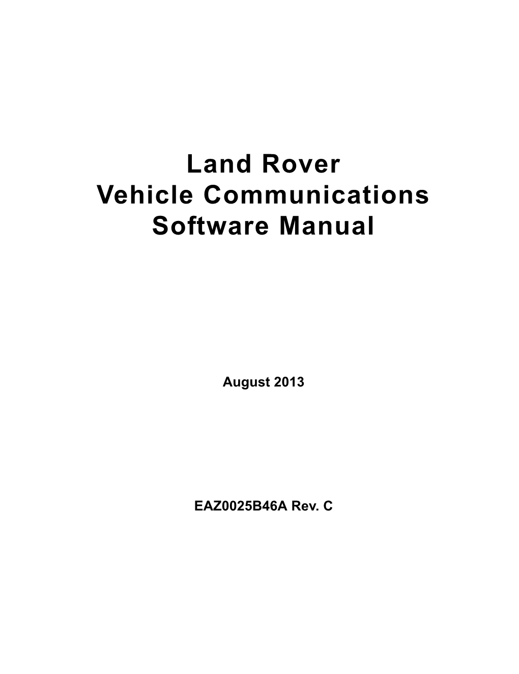 Land Rover Vehicle Communications Software Manual