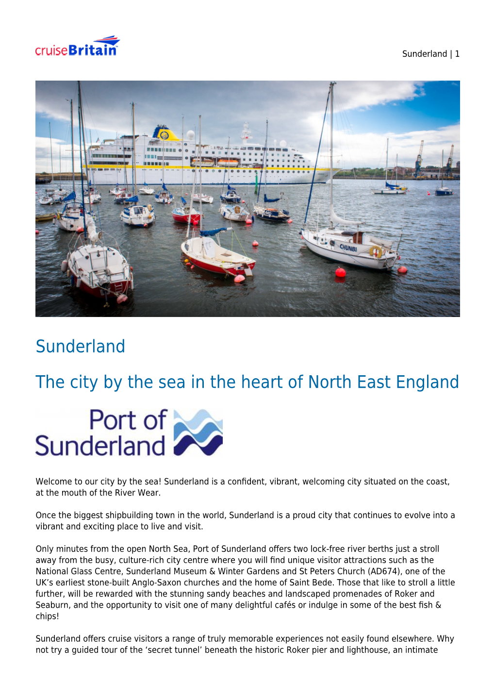 Sunderland the City by the Sea in the Heart of North East England