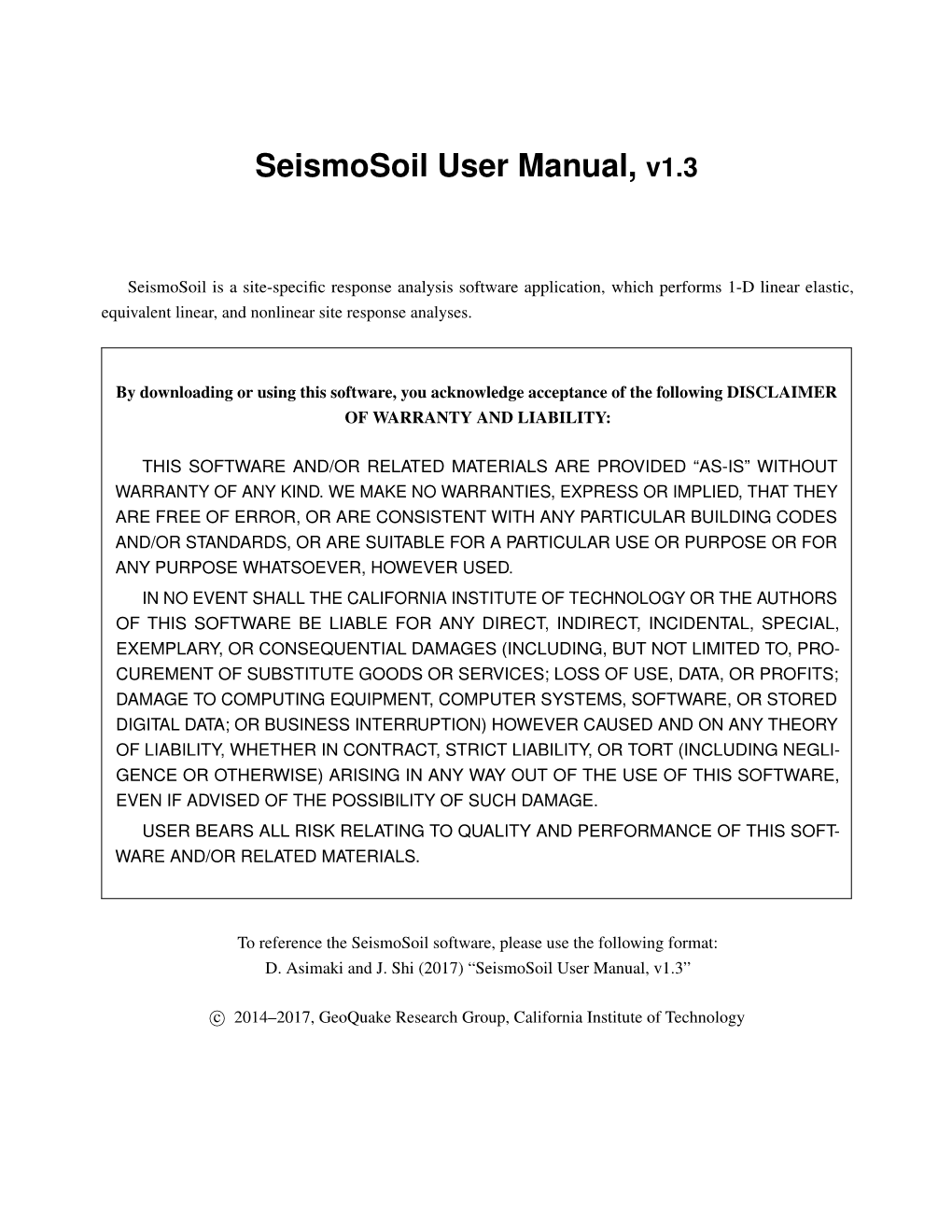 Seismosoil User Manual, V1.3