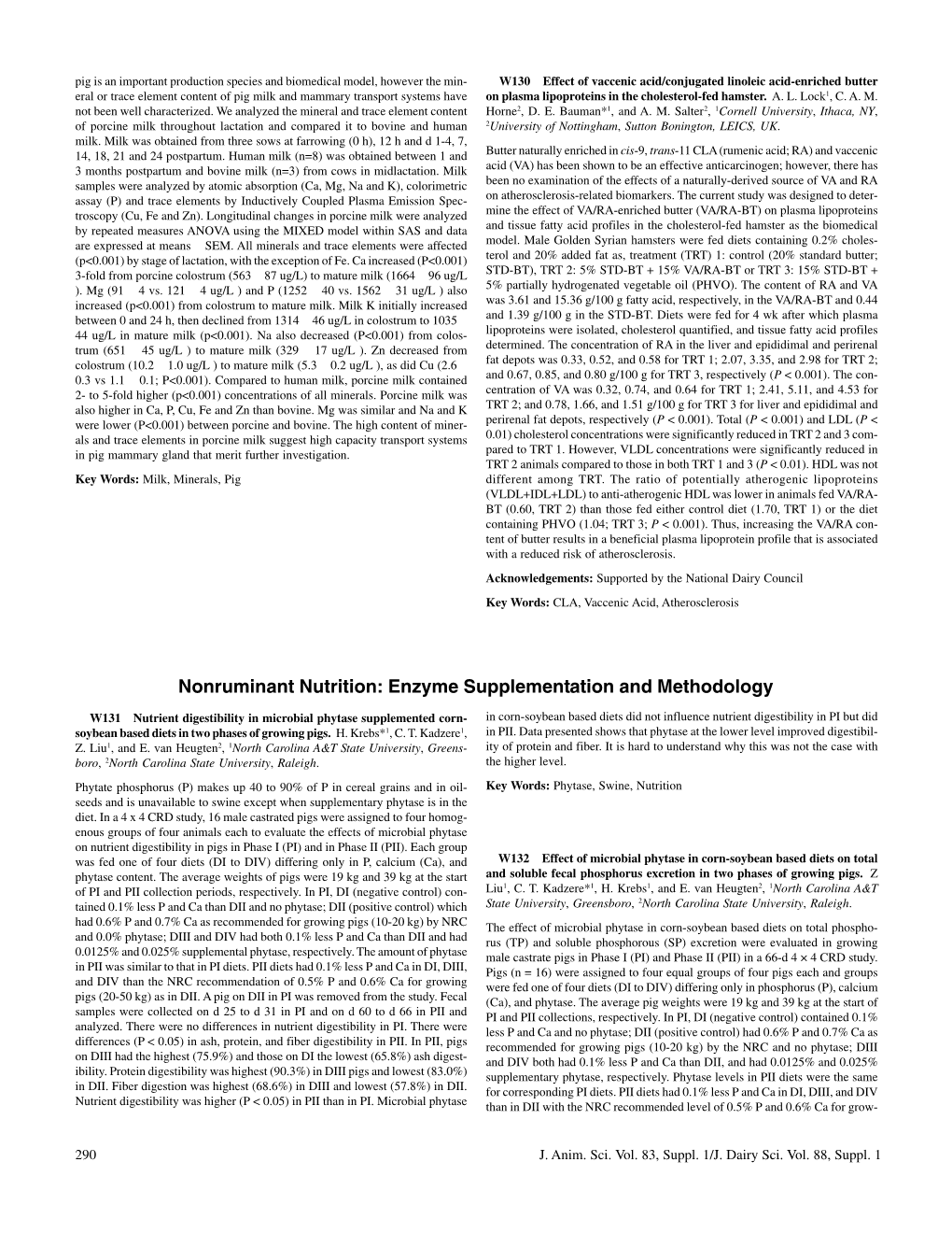 Nonruminant Nutrition: Enzyme Supplementation and Methodology