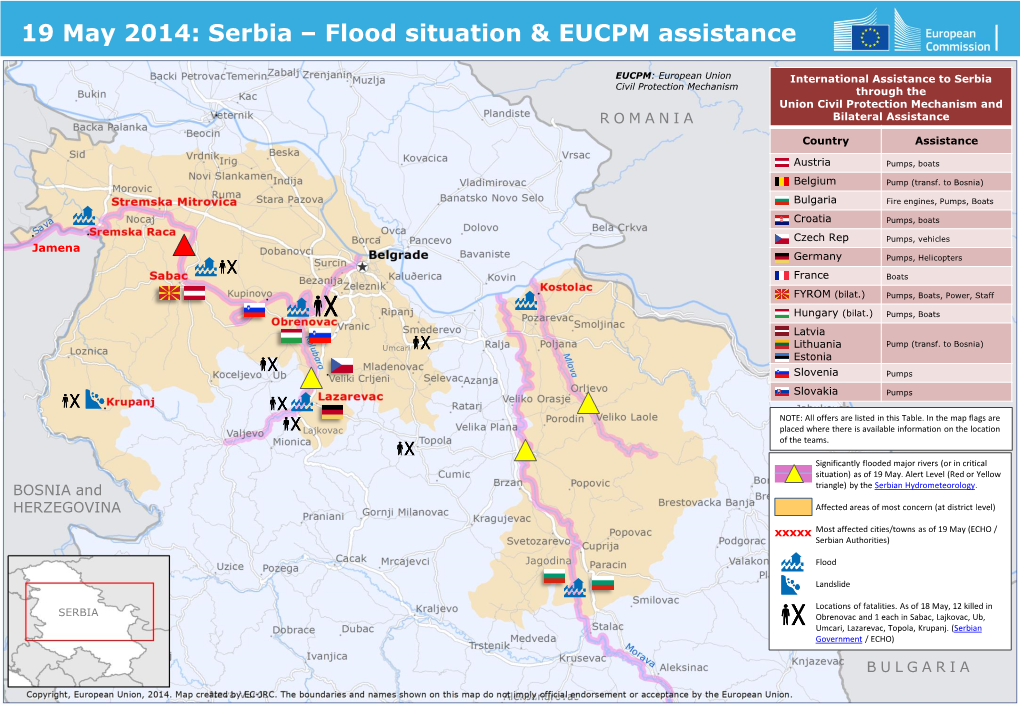 19 May 2014: Serbia – Flood Situation & EUCPM Assistance