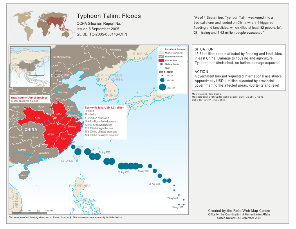 Typhoon Talim: Floods "As of 4 September, Typhoon Talim Weakened Into a OCHA Situation Report No