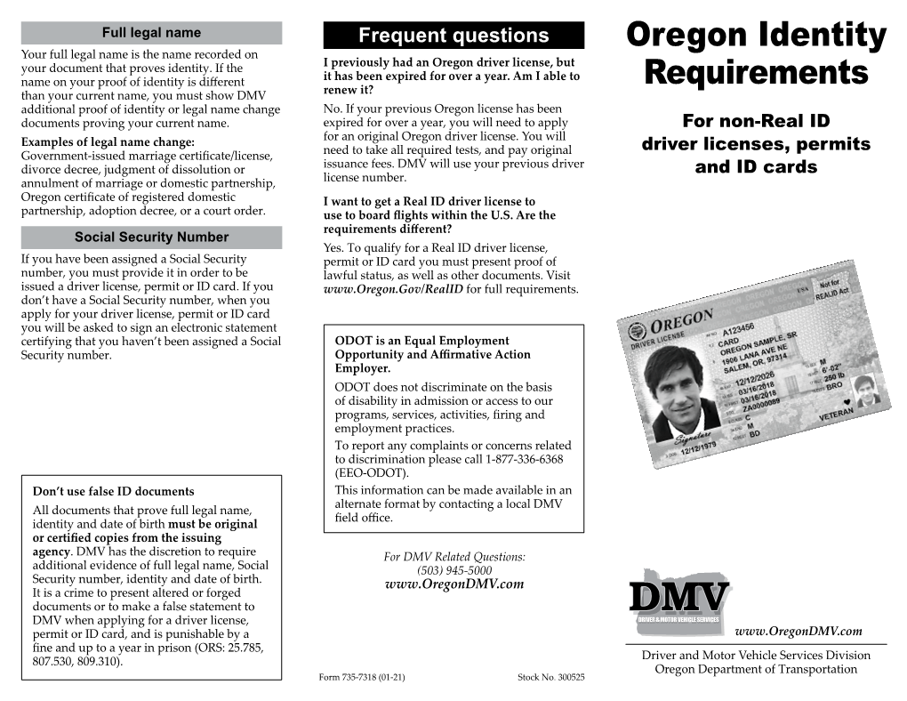 Oregon Identity Requirements