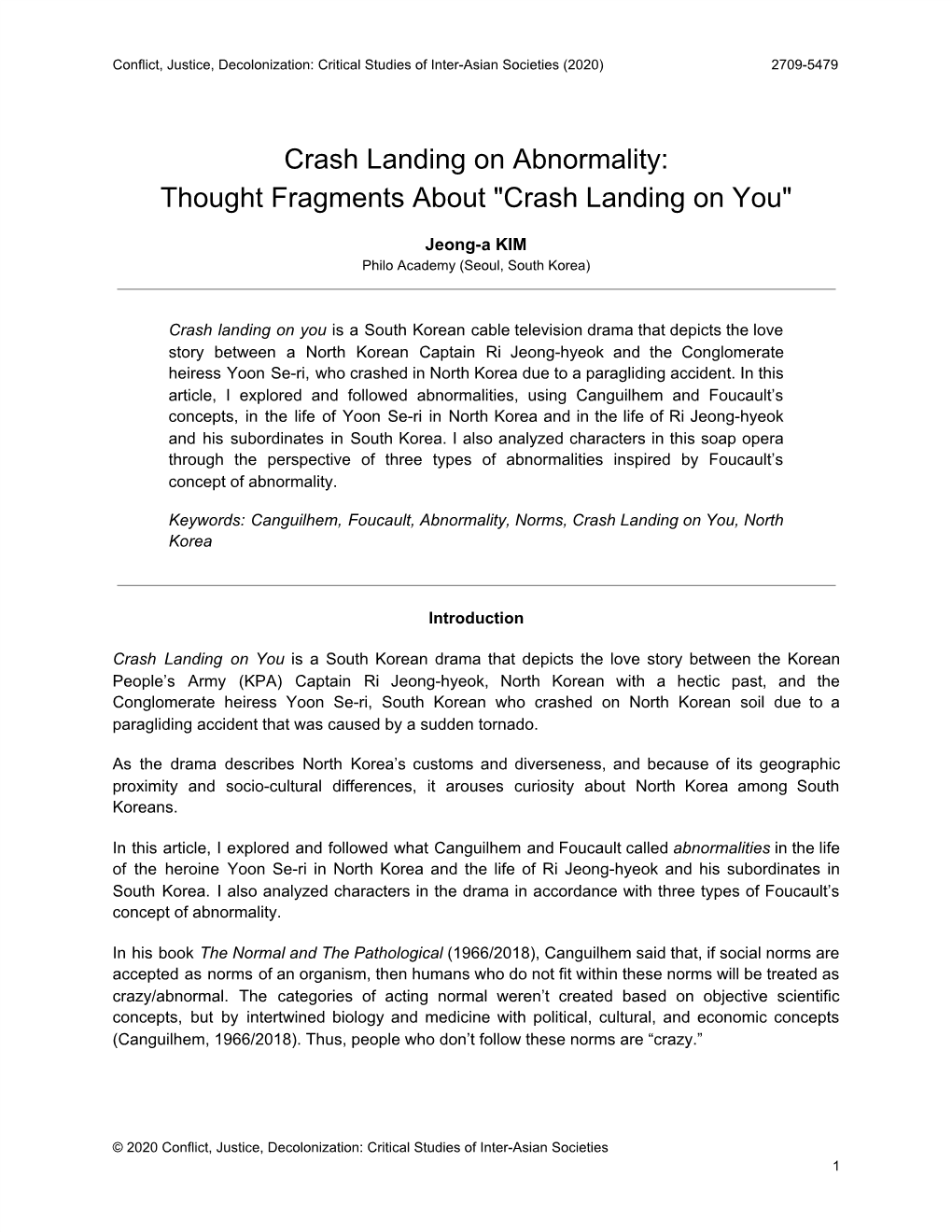 Crash Landing on Abnormality: Thought Fragments About "Crash Landing on You"