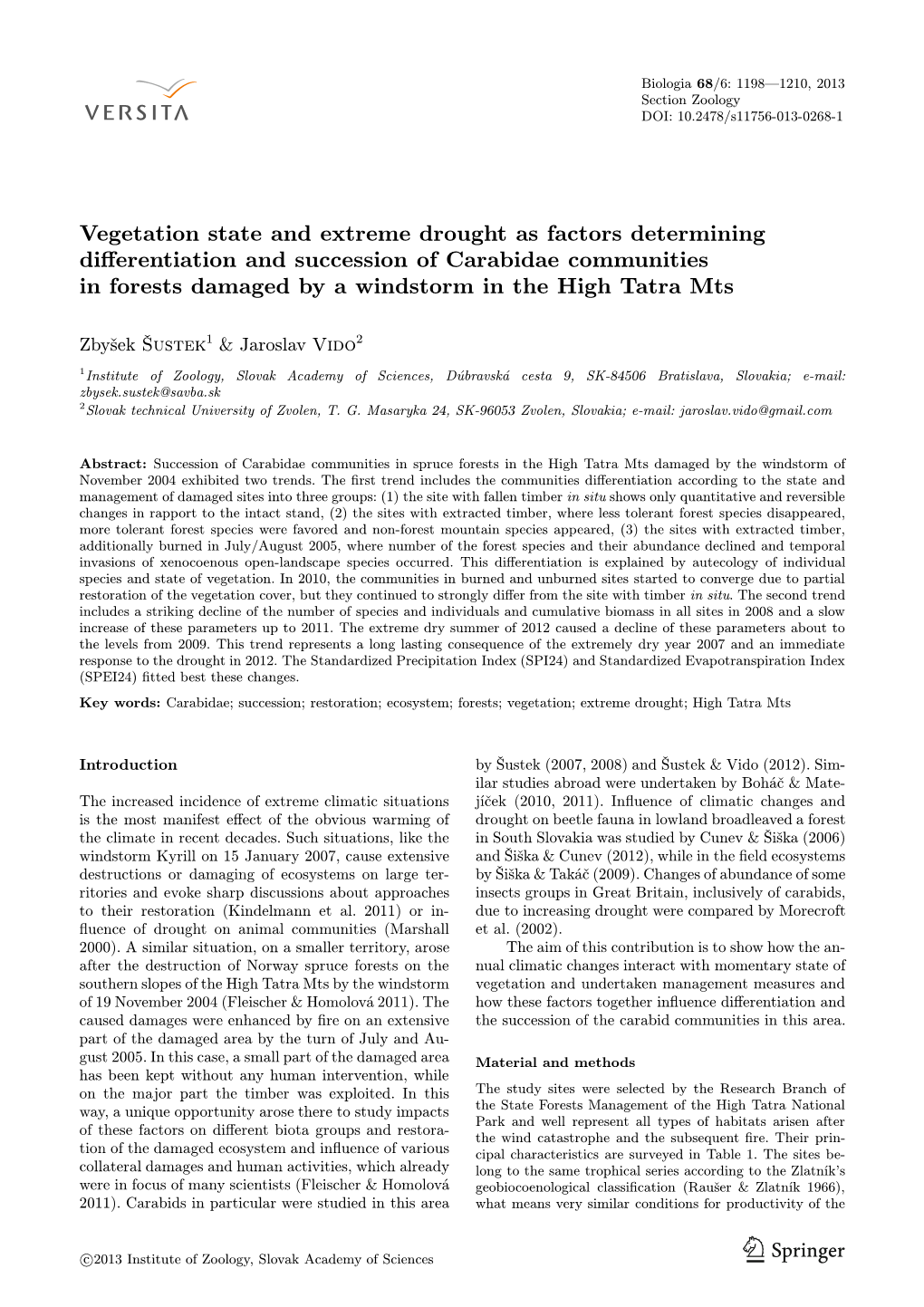 Vegetation State and Extreme Drought As Factors Determining