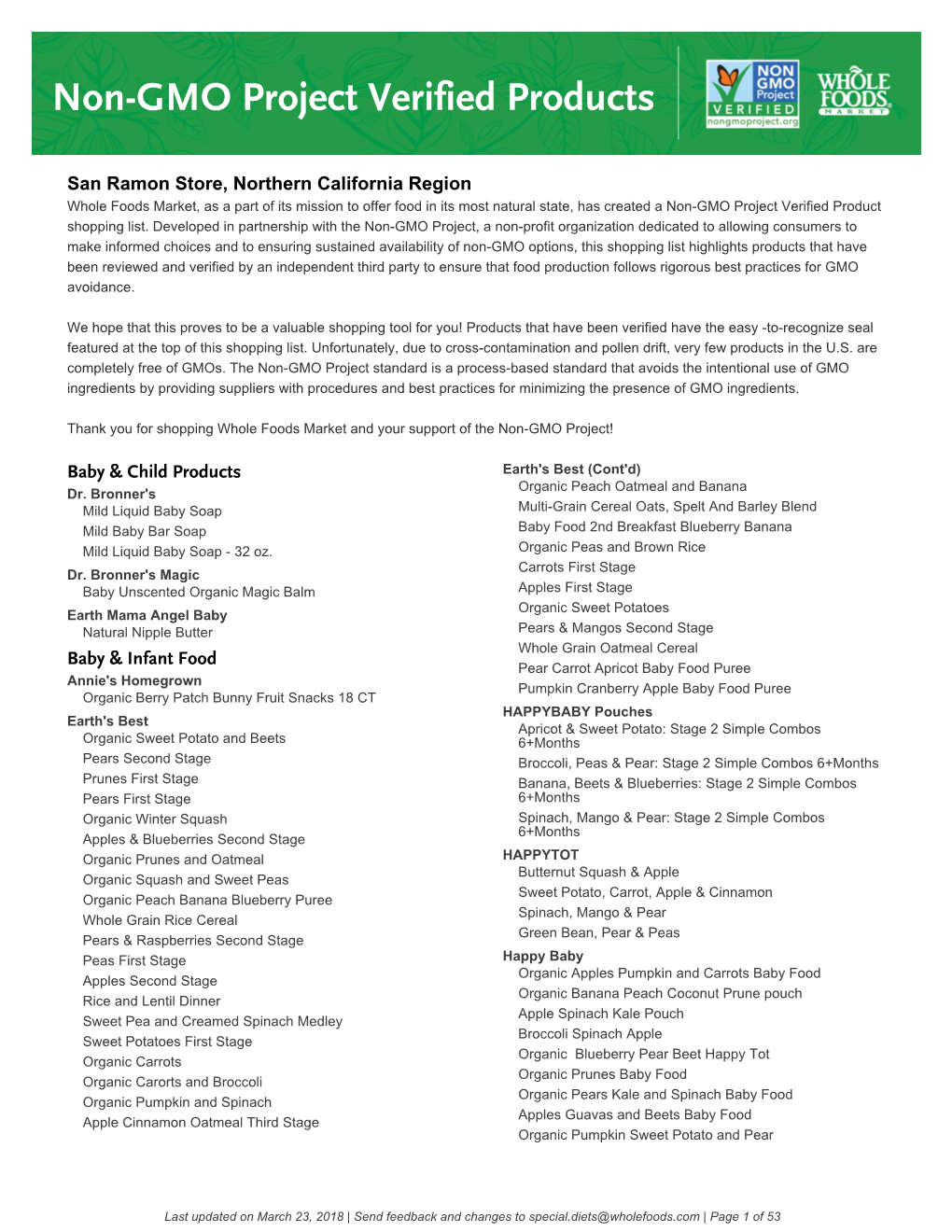 Non-GMO Project Verified Products