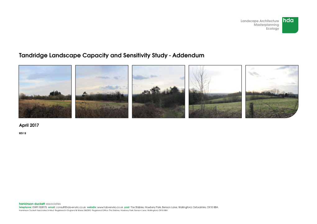 Landscape Capacity and Sensitivity Study - Addendum
