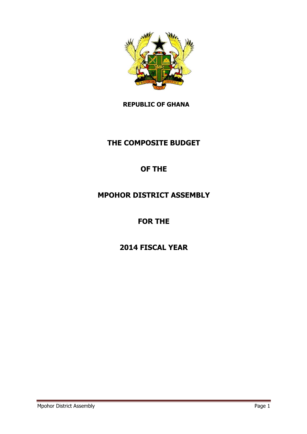The Composite Budget of the Mpohor District Assembly