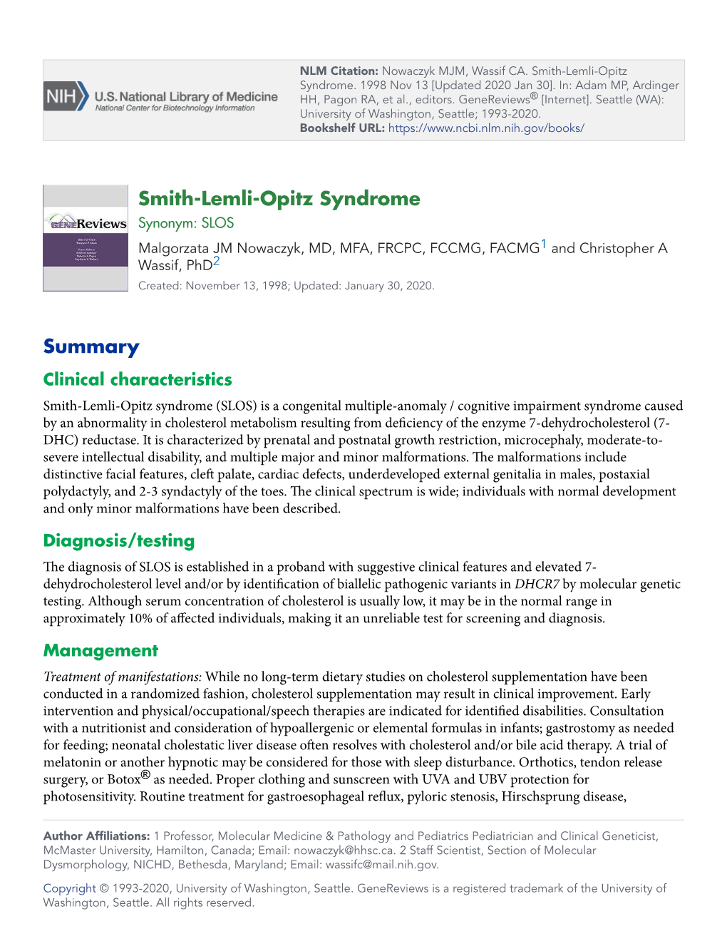 Smith-Lemli-Opitz Syndrome