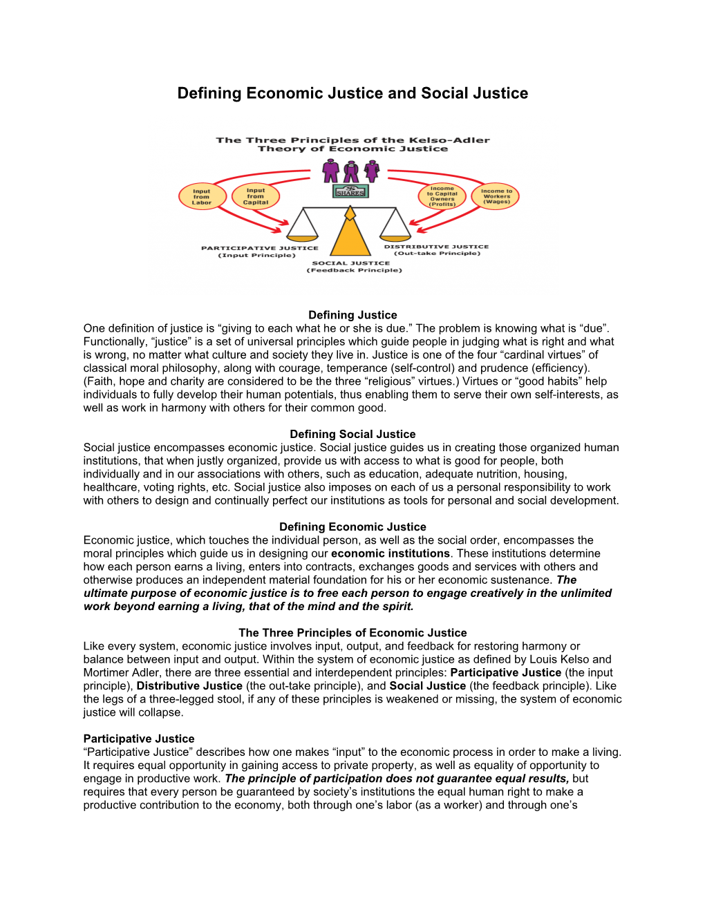 Defining Economic Justice and Social Justice