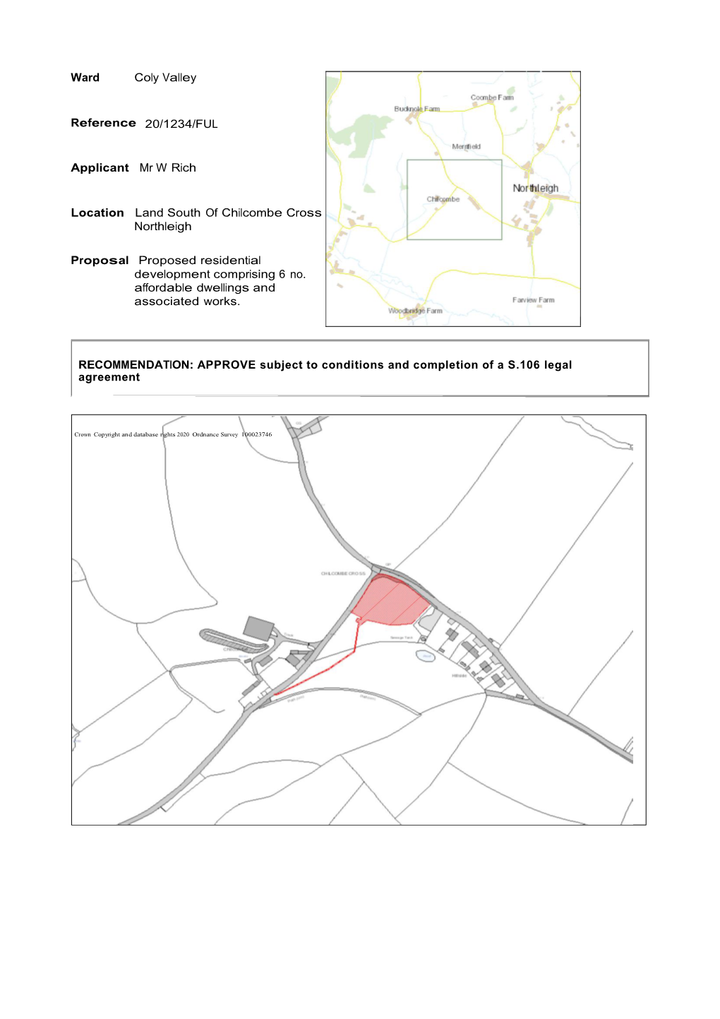 Ward Coly Valley Reference 20/1234/FUL Applicant Mr W Rich