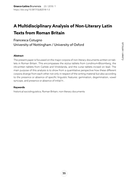 A Multidisciplinary Analysis of Non-Literary Latin Texts from Roman Britain