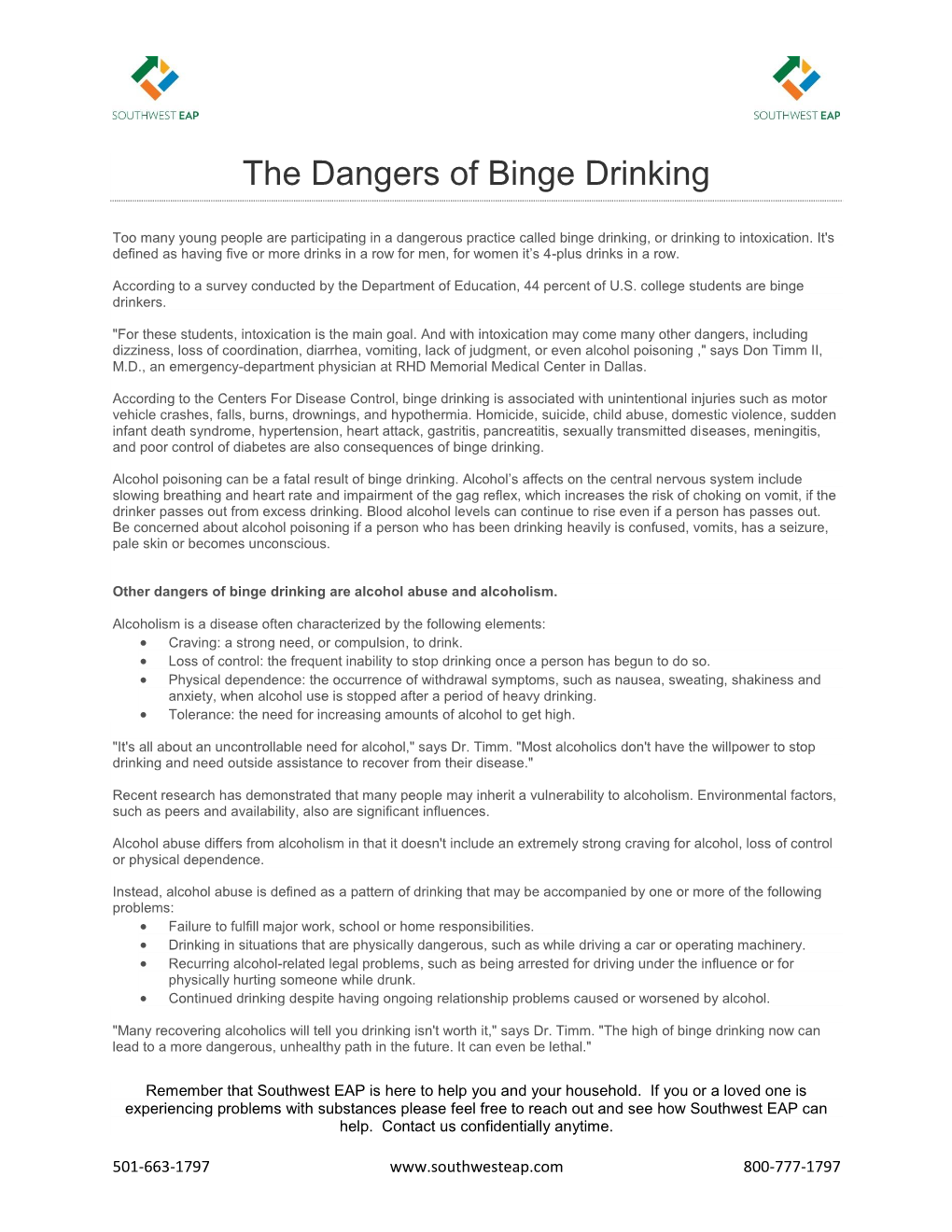 The Dangers of Binge Drinking