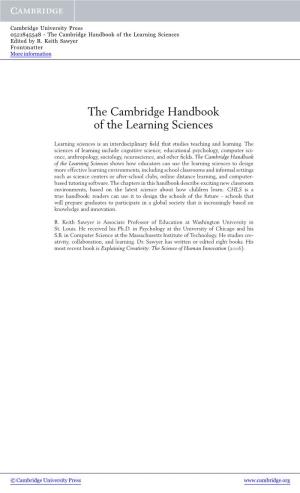 The Cambridge Handbook of the Learning Sciences Edited by R