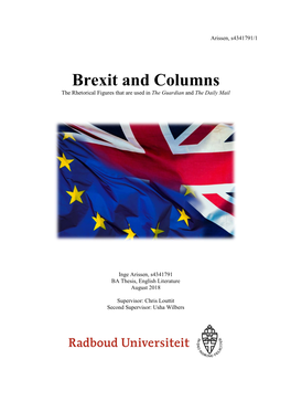 Brexit and Columns the Rhetorical Figures That Are Used in the Guardian and the Daily Mail