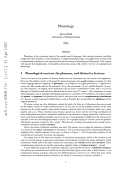 Phonology Descriptive of Phonology