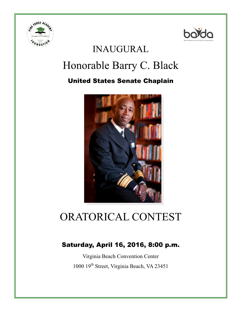 Honorable Barry C. Black ORATORICAL CONTEST
