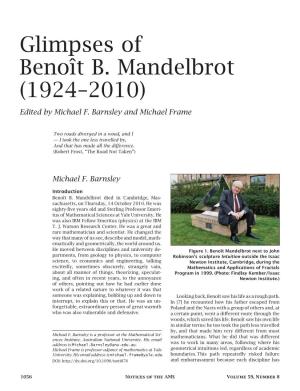 Glimpses of Benoît B. Mandelbrot (1924–2010) Edited by Michael F