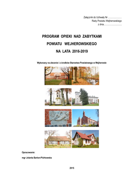 Program Opieki Nad Zabytkami Powiatu Wejherowskiego Na Lata 2016-2019