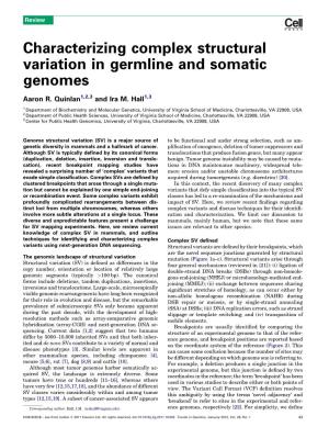 Characterizing Complex Structural Variation in Germline and Somatic Genomes
