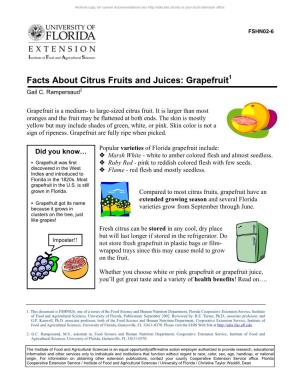 Facts About Citrus Fruits and Juices: Grapefruit1 Gail C