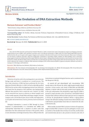 The Evolution of DNA Extraction Methods