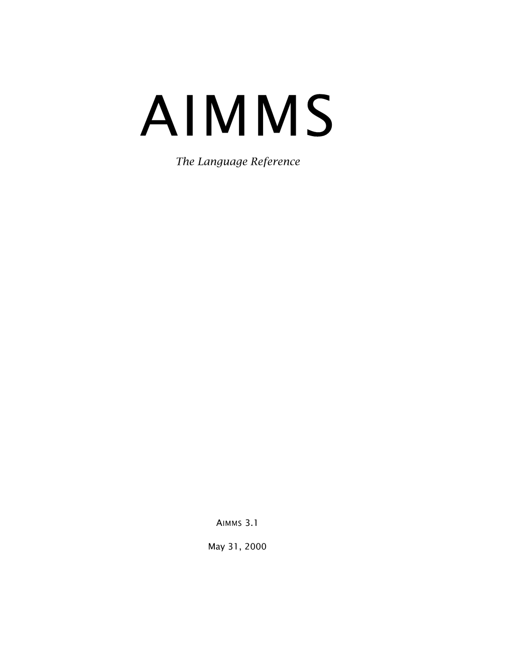 The AIMMS Language Reference