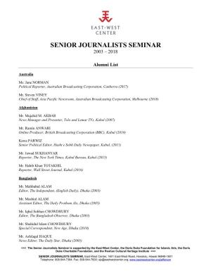 Senior Journalists Seminar Alumni 2003-2018
