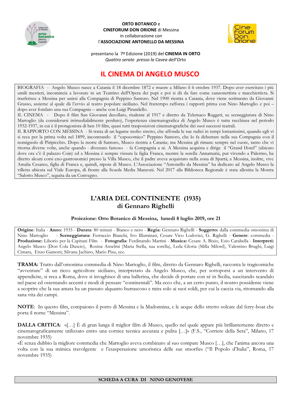 Il Cinema Di Angelo Musco