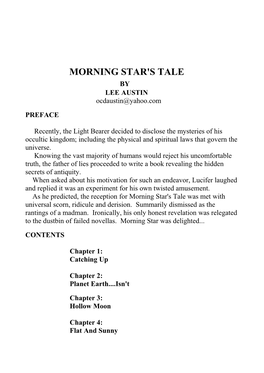 MORNING STAR's TALE by LEE AUSTIN Ocdaustin@Yahoo.Com PREFACE