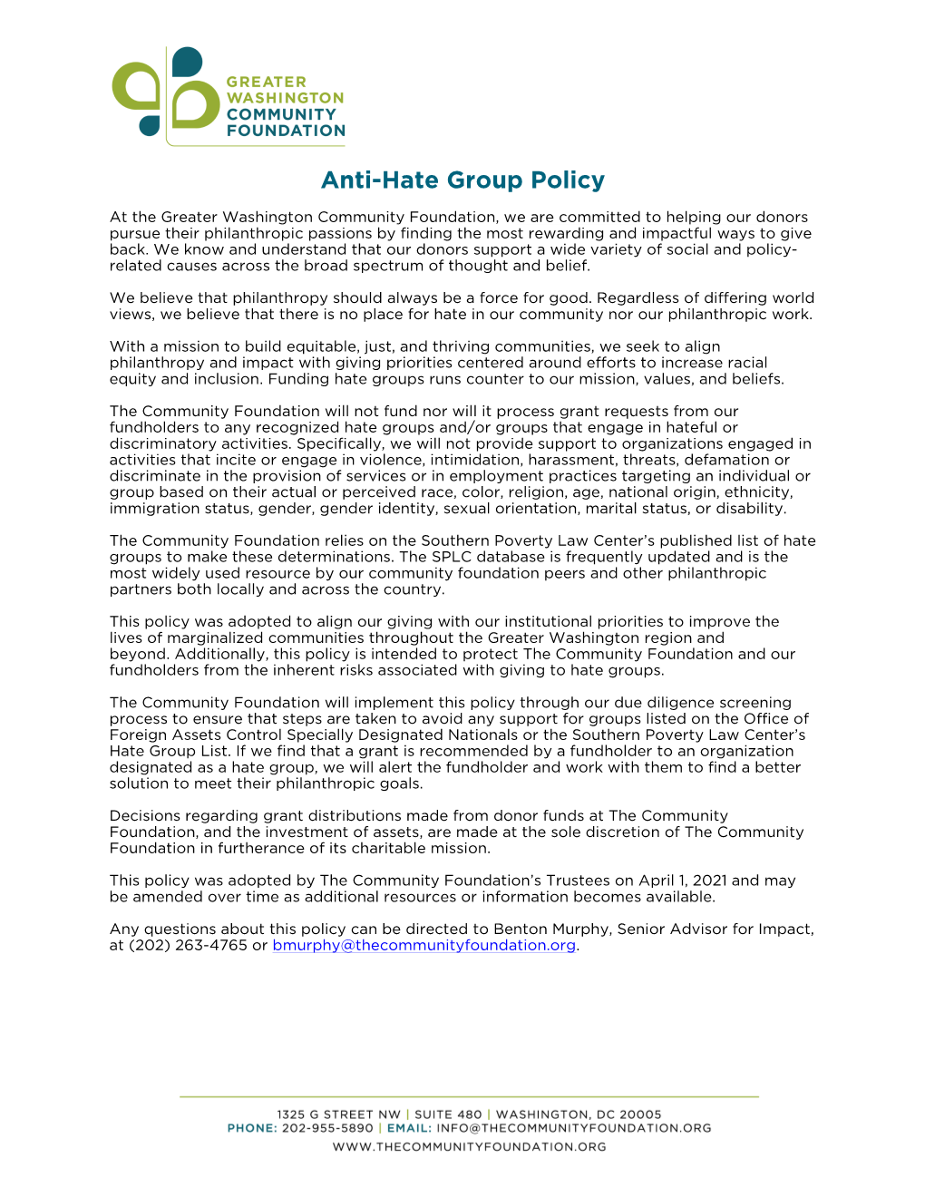 Anti-Hate Group Policy