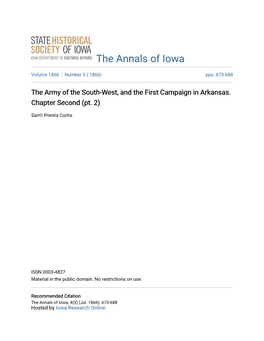 The Army of the South-West, and the First Campaign in Arkansas