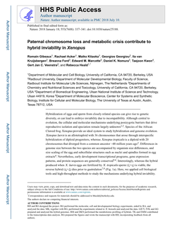 Paternal Chromosome Loss and Metabolic Crisis Contribute to Hybrid Inviability in Xenopus