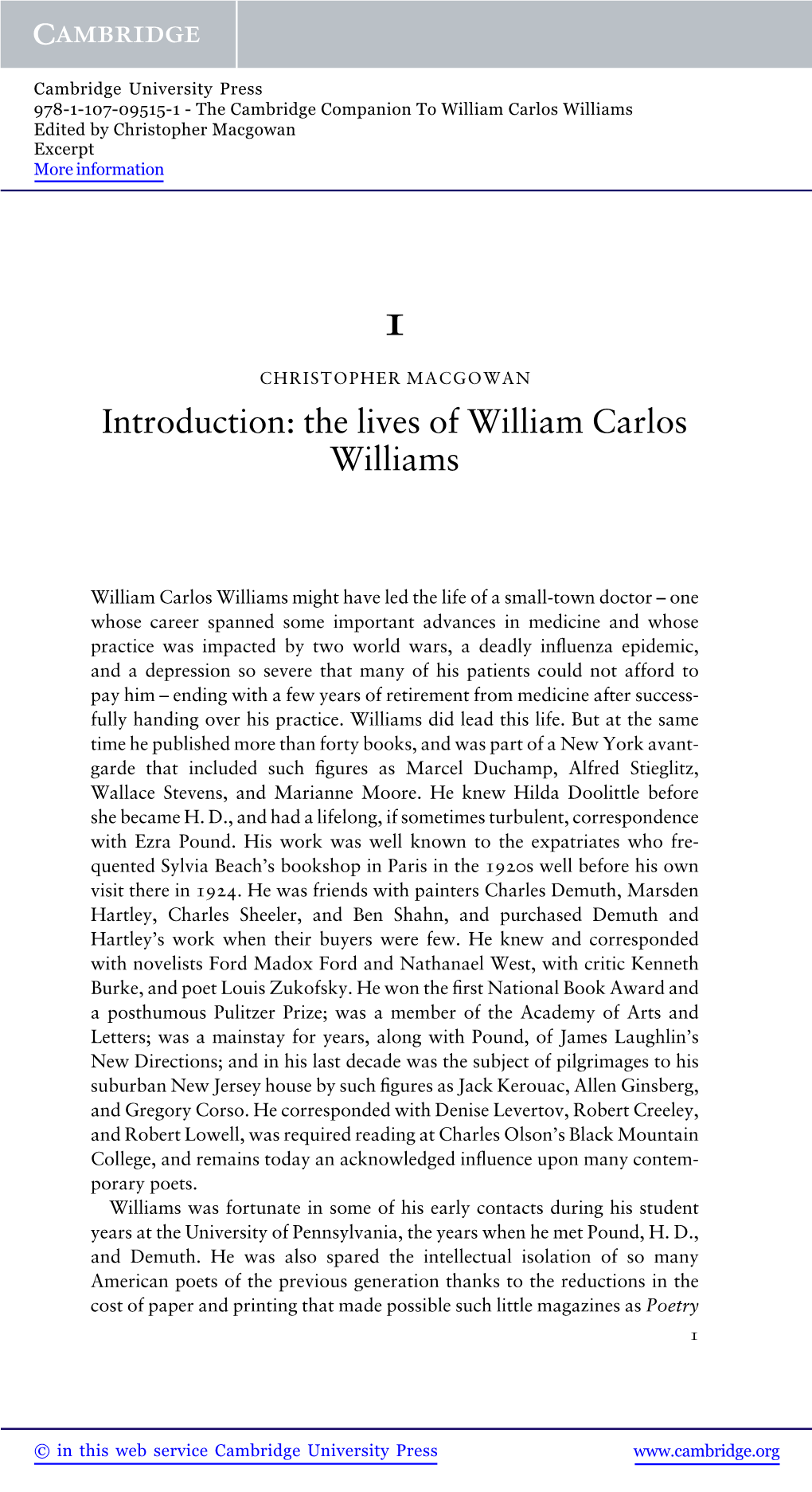 Introduction: the Lives of William Carlos Williams