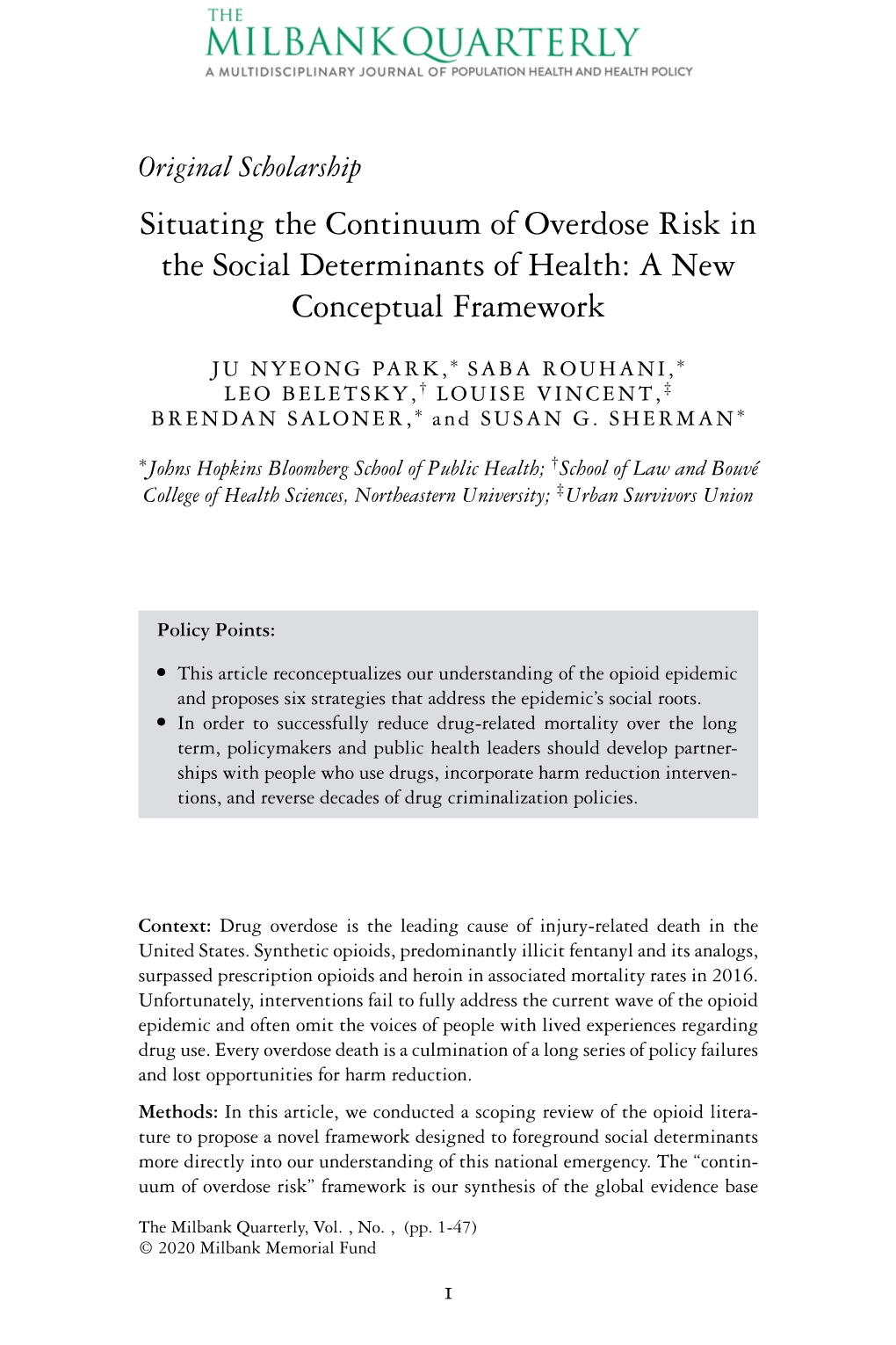 Situating the Continuum of Overdose Risk in the Social Determinants of Health: a New Conceptual Framework